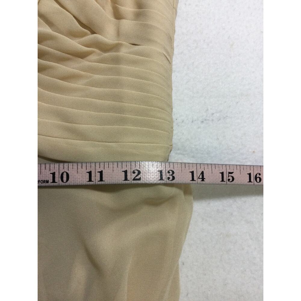 BRIDESMAID AW BRIDAL 4 S tan pleated chiffon wedding formal maxi dress NWT  B40 - Picture 5 of 7